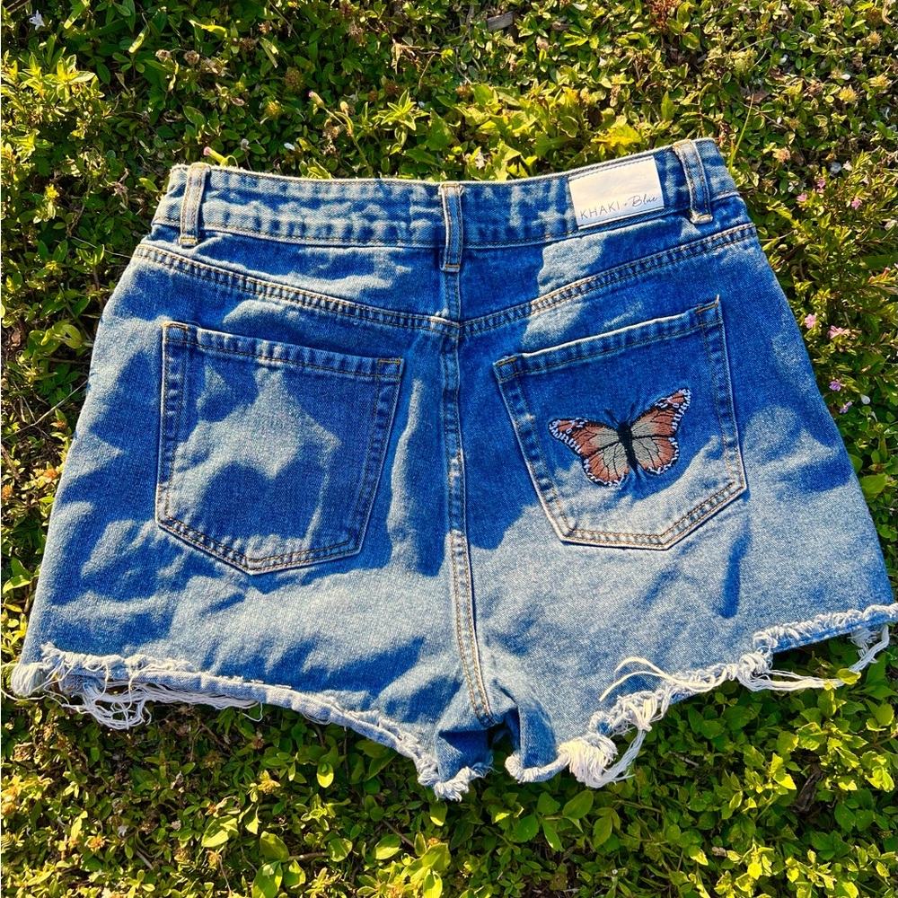 Stylish Denim Shorts with Butterfly Accent